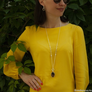 Серьги Fiore Luna, TIGER EYE, LE1203 BR/S, серебристые